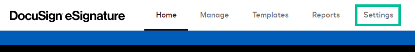 Image of DocuSign navigation menu. See information above